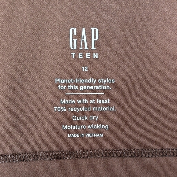 GAP Teen Sports Bra Chocolate Brown Moisture Wicking Performance Active Size 12 - Picture 6 of 9